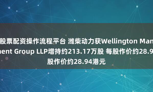 股票配资操作流程平台 潍柴动力获Wellington Management Group LLP增持约213.17万股 每股作价约28.94港元