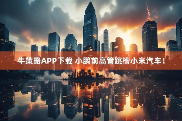 牛策略APP下载 小鹏前高管跳槽小米汽车!
